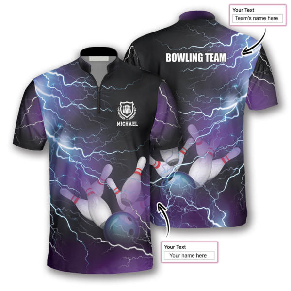 Bowling Strike Thunder Lightning Custom Bowling Jerseys for Men, Uniform Shirt for Bowling Team