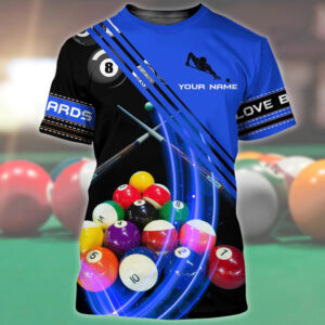 Personalized Billiard Shirt, 3D All Over Printed Colorful Tshirt For Billiard Player, Billiard Team Uniform