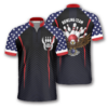 Camouflage Eagle Flag Custom Bowling Jerseys for Men, 3D All Over Print Bowling Shirt, Eagle Flag Shirt