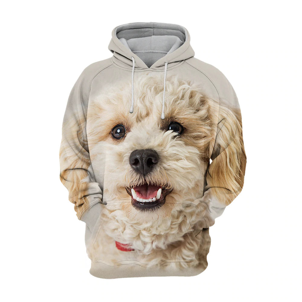 White Mixed Breed Poodle Smile – Unisex 3D Graphic Hoodie